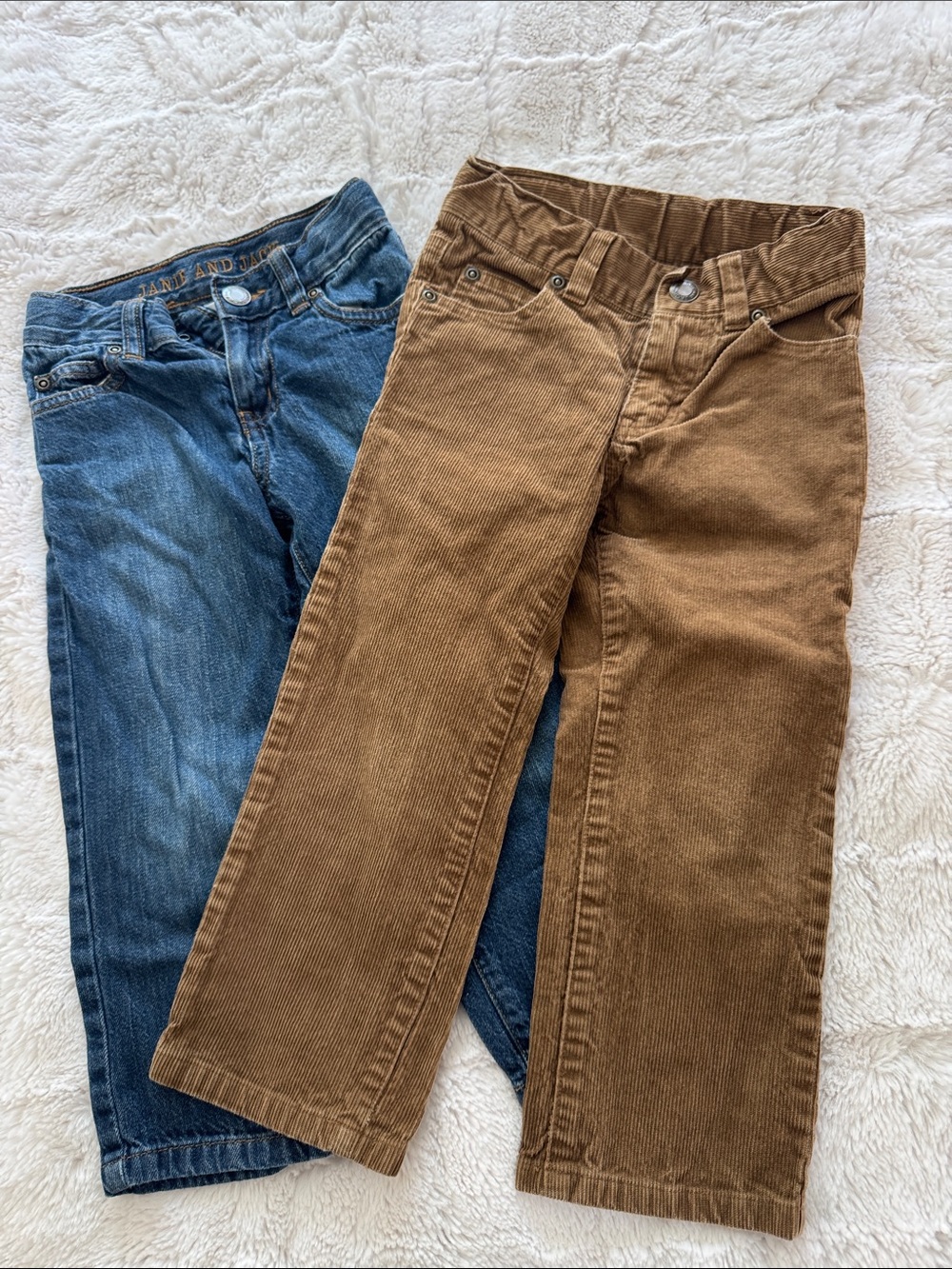Kids Brown Corduroy Pants and Jeans- Classic Straight Fit